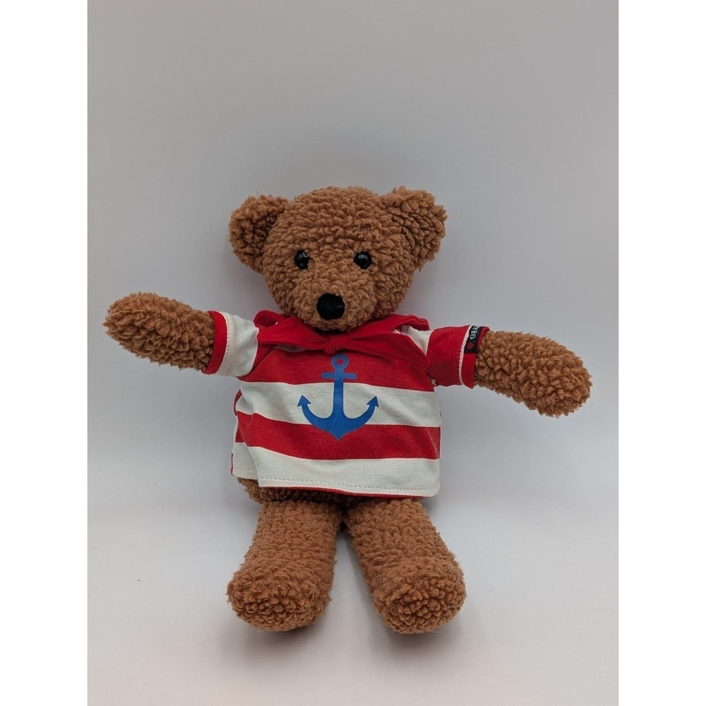 Gund Gear Bear Plush Rattle 15 Inch Sailor Shirt 1986 Stuffed Animal Toy